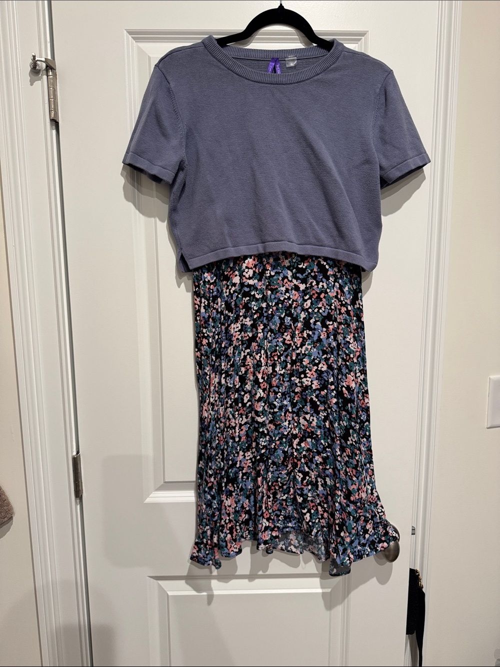 Seraphine Blue Floral Pleated Midi Skirt